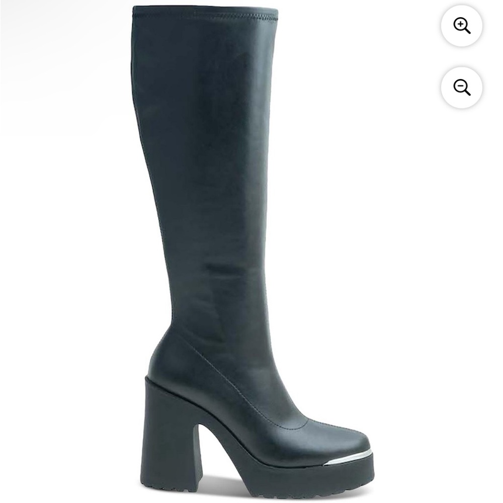 •WILD PAIR• “Killian” Faux Leather Side Zip Knee-High Boots >> NWOB